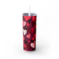 Hearts Valentines Skinny Tumbler with Straw, 20oz