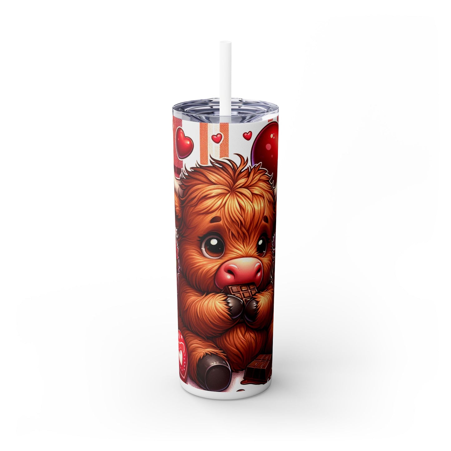 Valentines Cow Skinny Tumbler with Straw, 20oz